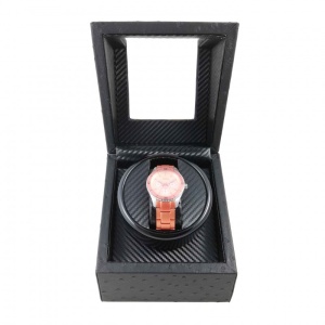 Watch Winder 1 + 0 - Piele Ecologica Neagra cu Imprimeu Strut - WW3903 - Img 6