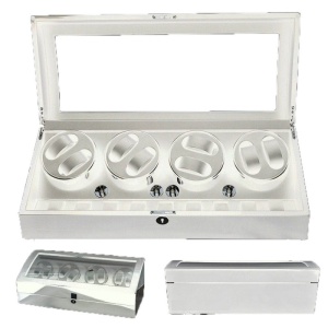 Watch Winder 8 + 9 Spatii Alb Piano Dispozitiv Intoarcere Ceasuri Automatice WW89W - Img 2