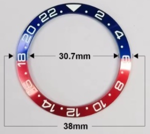 Bezel Compatibil Rlx „Pepsi” – Albastru și Roșu – Inel Ramă pentru Carcasă de 40 mm – 38x30.7 mm