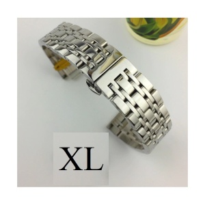 Brățară Ceas Argintie Oțel Inoxidabil – 20/22 mm – Anse Drepte – Zale Pline – Închidere Fluture – WZ3426
