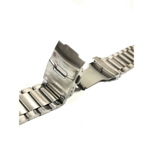 Bratara de ceas Argintie cu butoane laterale si siguranta 22mm MT4762 - Img 3