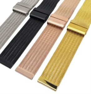 Brățară Milanese Mesh Quick Release – 20/22 mm – Auriu – Oțel Inoxidabil – Închidere Folding – Universală - Img 3