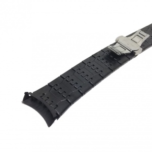 Bratara pentru Ceas Neagra din Otel Inoxidabil - Capete Curbate - 22mm - WZ3794 - Img 3