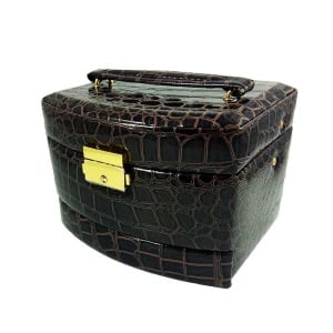 Caseta Bijuterii Piele Ecologica Lavinia Neagra / Rosie / Maro / Visiniu / Violet- Z2073 - Img 12