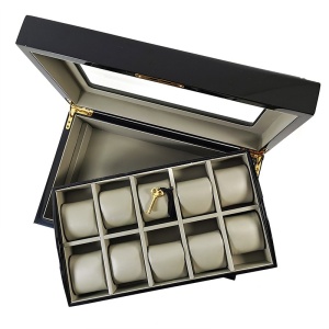 Caseta de Depozitare Ceasuri și Bijuterii CH41 – Lemn, 10 Pernute, Finisaj Premium – WatchBox - Img 3