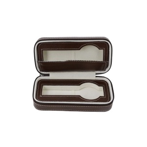 Caseta Transport Ceasuri Piele Ecologica Maro / Neagra 2 Spatii PU80