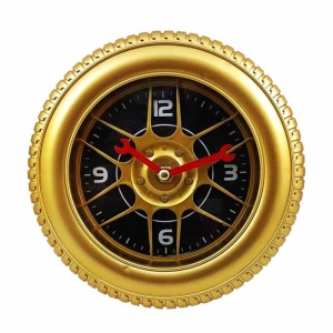 Ceas de Perete Anvelopă MAG WHEEL MINI Negru / Auriu / Argintiu WZ2368 - Img 3