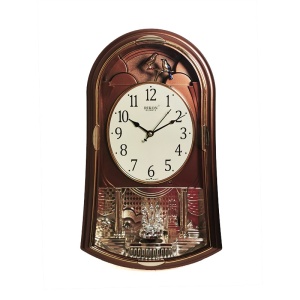 Ceas de perete Rikon Quartz Rotativ Cu Pendul Muzical 14751SST - Img 3