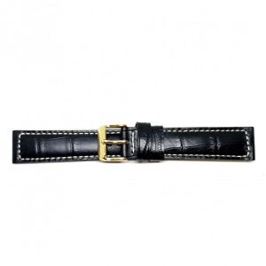 Curea Ceas „Fleurus Racing” – Piele Veritabilă de Vițel, Negru cu Cusătură Albă (20mm - 24mm) - Img 2