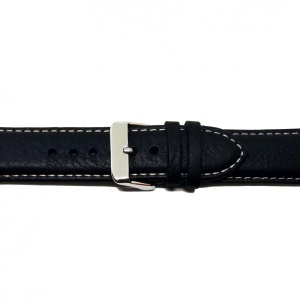 Curea Ceas „Maximus Bizon XL” 7K25 – Piele Neagră Texturată cu Cusătură Albă (20mm - 22mm) - Img 3