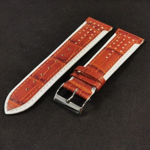 Curea Ceas „Sand Contrast” 2F22 – Piele Naturală Maro Deschis cu Margini Albe (24mm) - Img 4