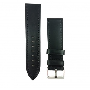 Curea ceas din piele naturala Neagra - 18mm, 24mm - WZ3388 - Img 2