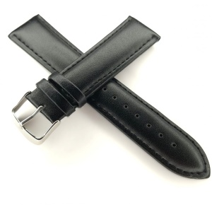 Curea Ceas Matteo Ferari din Piele Naturală Neagră, Dublu Stra, Mărime L, 4mm Grosime (18mm - 24mm) - Img 3