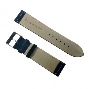 Curea Ceas Piele Naturala Albastru Inchis Cusatura Alba 22mm WZ2257 - Img 2