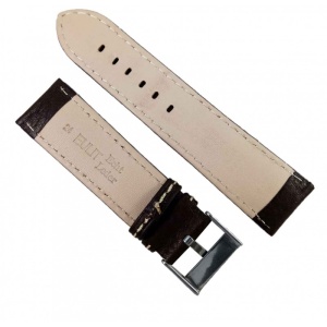 Curea Ceas Piele Naturala Maro 24mm Cusatura Alba WZ2179 - Img 2