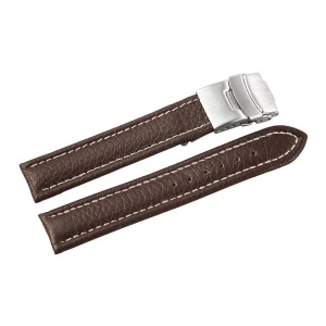 Curea Ceas Piele Naturala Maro Deployant Cusatura Alba 16mm 18mm 20mm 22mm 24mm 8162702001