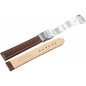Curea Ceas Piele Naturala Maro Deployant Cusatura Alba 16mm - 24mm 8162702000 - Img 3