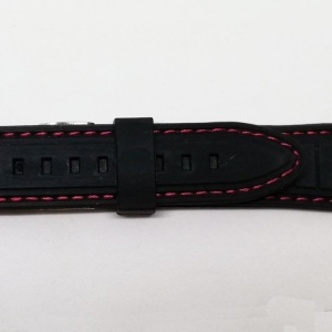 Curea Ceas Silicon Negra Avand Cusatura Rosie 22mm C3084 - Img 2
