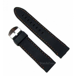 Curea Ceas Silicon Negru Cusatura Orange 22mm WZ1948 - Img 2