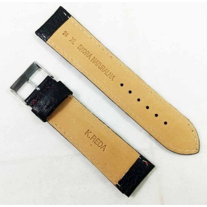Curea Ceas XL 22mm 24mm 26mm 30mm - Piele Naturala Neagra Cusatura Rosie WZ2328 - Img 2