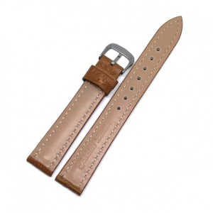 Curea de ceas din Piele Naturala - Culoare Maro-Deschis, Imprimeu crocodil - 14mm 16mm - WZ3870 - Img 2