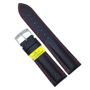 Curea de ceas Morellato Race Microfori - Neagra cu cusatura rosie - 18mm 20mm 22mm 24mm - A01X4909C18883CR