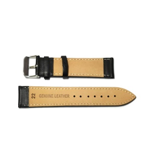 Curea de ceas Neagra din piele naturala, cusatura alba - 22mm - GR6 - Img 3