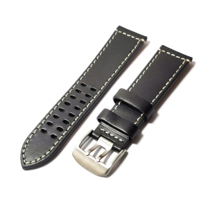 Curea de ceas Neagra, Robusta din Piele Naturala, lungime XL 24mm WZ2078 - Img 4