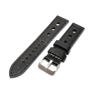 Curea de ceas Peyton Neagra din piele naturala cu gaurele 20mm, 22mm, 24mm - WZ4220 - Img 4