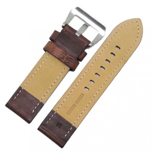 Curea de Ceas Robusta – Piele Naturală Maro Mată – 24 mm – Grosime 4 mm – Cataramă Argintie - Img 2