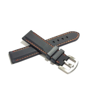 Curea de Silicon Neagra cu cusatura Portocalie 22mm JD003CP - Img 2