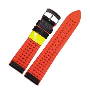 Curea pentru Ceas Morellato Boxing Cuir - Piele Cauciucata - Negru cu Portocaliu - 22mm - A01X4762797886CR - Img 2
