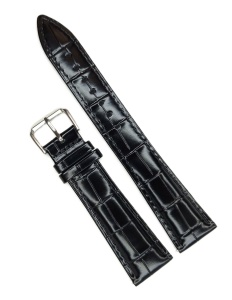 Curea Piele Naturală Neagră – Imprimeu Crocodil – 18/20/22 mm – Lungime XL (135+80 mm)