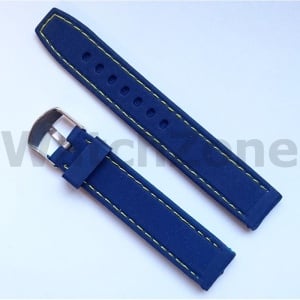Curea Silicon Albastru cu Cusătură Galbenă – 18 mm – Grosime 5.5 mm – Cataramă Oțel – Confort și Stil - Img 2