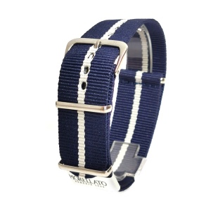 Curea tip NATO Bleumarin cu Alb Morellato Band Fabric Ribbon - 18mm, 20mm, 22mm