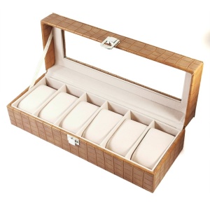 Cutie pentru 6 ceasuri din piele ecologica Neagra / Albastra / Maro / Crem CF-E24 - Img 11