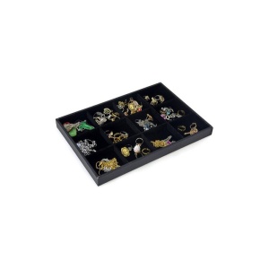 Expozor / Organizator Bijuterii din Catifea Negru / Gri - 23cm - 12 spatii - WZ1446 - Img 3