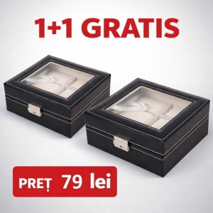 Ofertă Limitată: 1 + 1 CADOU – Casetă Depozitare 6 Ceasuri Piele Eco