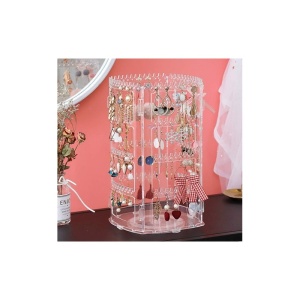 Organizator Bijuterii Rotativ 360° – Expozitor Vertical Crystal Clear cu 168 Orificii - Img 4