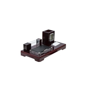 Set Birou Elegant din Lemn – Organizator Multifuncțional cu Ceas Digital CD-33 - Img 3