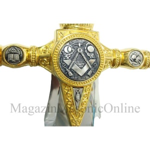 Spadă Flamboaiantă cu Simboluri Masonice – Oțel de Toledo – 116 cm - Img 2