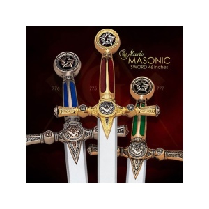 Spadă Masonică de Lux Silver – Marto Toledo – Oțel Inoxidabil 116 cm – Model 776 Albastră - Img 2
