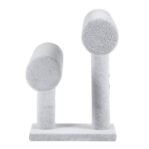 Stativ pentru Ceasuri, Brățări și Lanțuri – Catifea Gri / Negru – 2 Cilindri (26 cm și 22 cm) – Lemn și Catifea – WZ3526 - Img 5