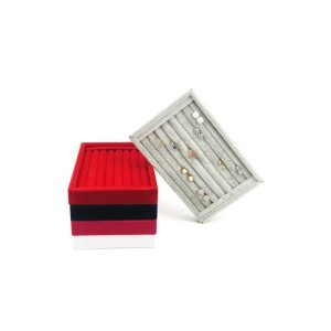 Suport Organizare Inele, Bijuterii și Butoni – Catifea – 23 x 14,5 x 3 cm – 4 Culori (Negru, Gri, Roșu, Fuchsia) – WZ444 - Img 7