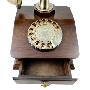Telefon Vintage de Colecție TL-913Z – Eleganță Art Deco din Lemn și Alamă - Img 6
