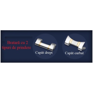 Bratara Metalica Aurie cu capat curbat si drept 18mm 20mm 22mm 24mm WZ1536 - Img 4
