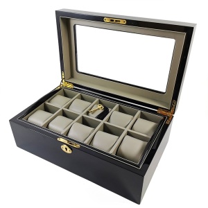 Caseta de Depozitare Ceasuri și Bijuterii CH41 – Lemn, 10 Pernute, Finisaj Premium – WatchBox