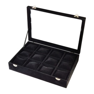 Caseta Gri / Neagra pentru prezentare ceasuri si bijuterii cu 12 spatii WZ4588 - Img 4