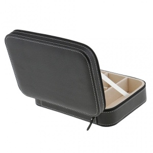 Caseta pentru depozitare si transport bijuterii din piele ecologica neagra - W3453 - Img 3
