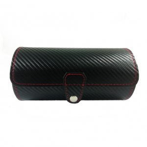 Caseta transport si depozitare pentru 2 ceasuri si bijuterii din piele ecologica - Rosie / Neagra / Carbon - WZ3450